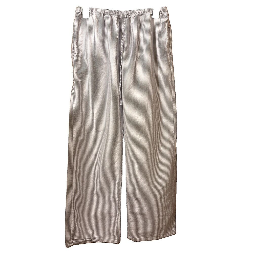 Women’s Brandy Melville One Size Blue White Stripe Seersucker Drawstring Pants